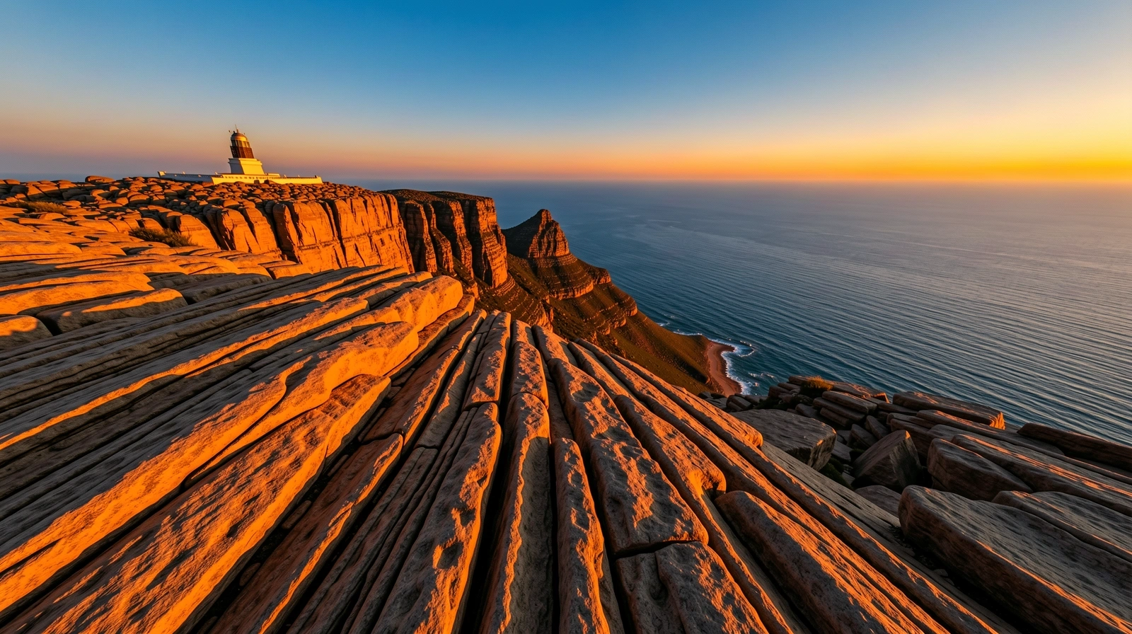 Table Mountain summit at golden hour